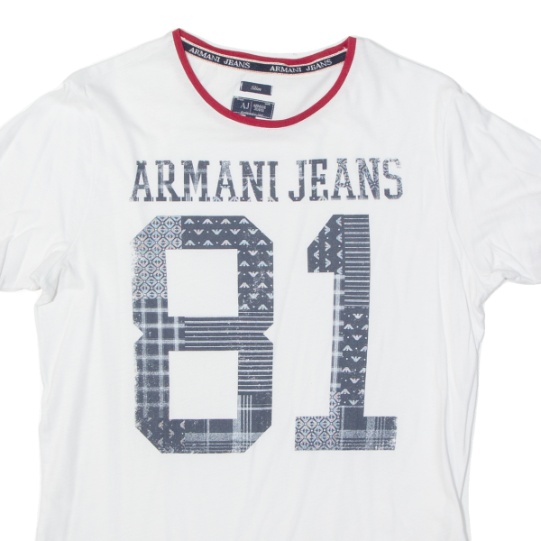 ARMANI JEANS Slim Fit Mens T-Shirt White 90s S Online