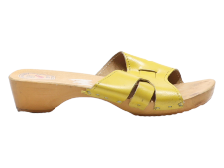 W Slider Sandals Yellow Leather Womens UK 6 Hot on Sale