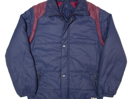 ALPINE Insulated Mens Puffer Coat Blue 90s Hooded M Hot on Sale