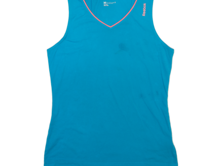 REEBOK Womens Vest Blue Sleeveless V-Neck M Hot on Sale