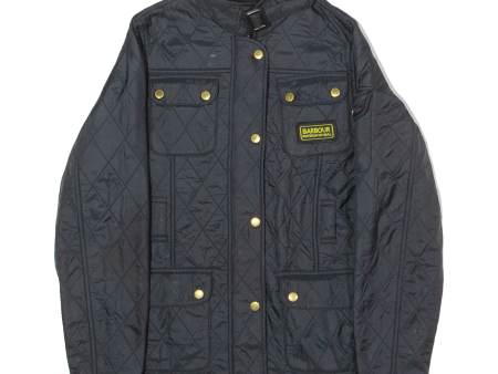 BARBOUR Boys Quilted Jacket Black Diamond 2XL Sale