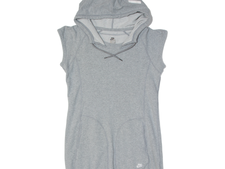 NIKE Hooded Womens Jumper Dress Grey Short Sleeve Knee Length M Online Hot Sale