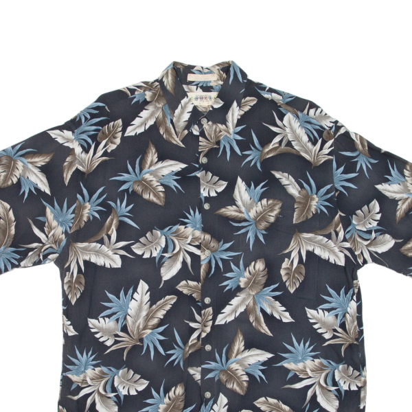 CAMPIA Mens Hawaiian Shirt Black Floral M Supply