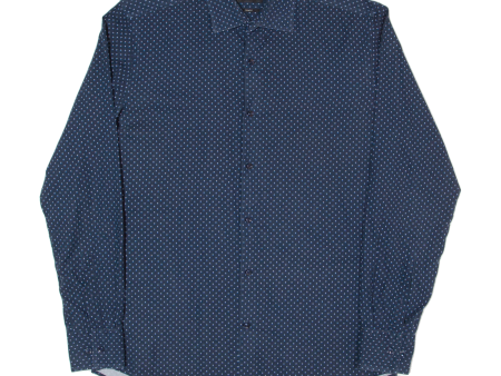 HUGO BOSS Jenno Slim Fit Mens Shirt Blue Spotted Long Sleeve M Online