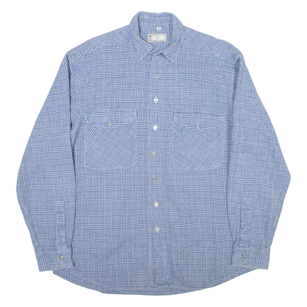 FRY DAY Mens Shirt Blue Check Long Sleeve M For Cheap