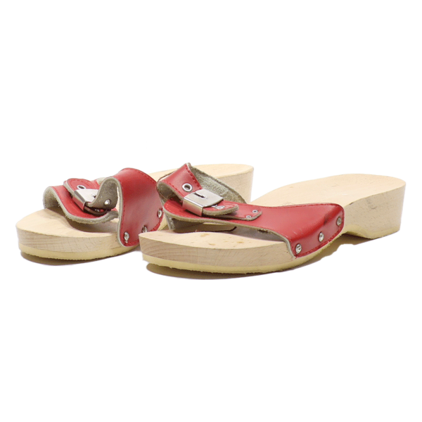 Slider Sandals Red Leather Womens UK 6 Fashion