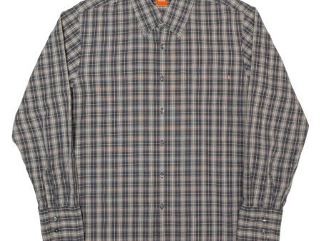 HUGO BOSS Mens Shirt Grey Check Long Sleeve L Online now