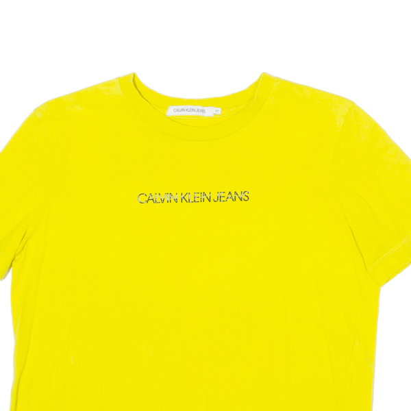 CALVIN KLEIN JEANS Womens T-Shirt Yellow Crew Neck M For Sale