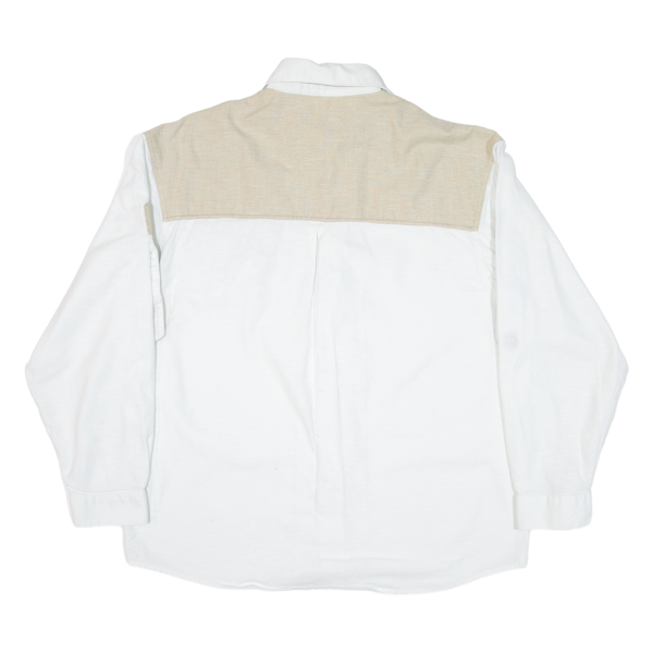 STICKERPOINT Mens Plain Shirt White Linen Long Sleeve XL Fashion