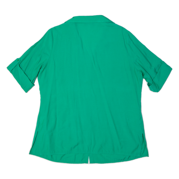 AMBRIA Turn Up Sleeve Womens Shirt Blouse Green Collared Viscose UK 18 For Sale