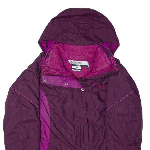 COLUMBIA Fleece Lined Womens Jacket Purple 90s Hooded S Online Sale