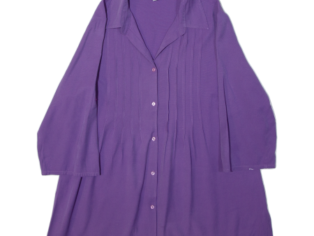 AMBRIA Womens Blouse Shirt Purple Collared 3 4 Sleeve M For Discount