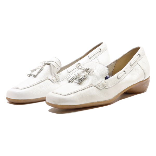 SESTO MEUCCI Loafer Shoes White Leather Womens UK 6.5 Hot on Sale