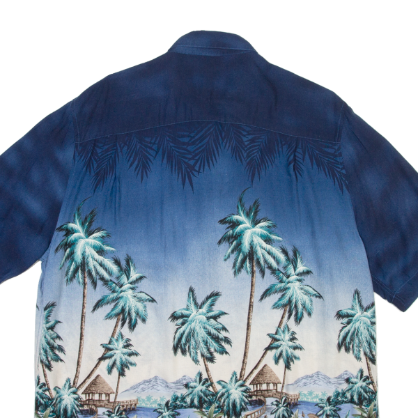 CROFT & BARROW Palm Trees Mens Hawaiian Shirt Blue L For Discount