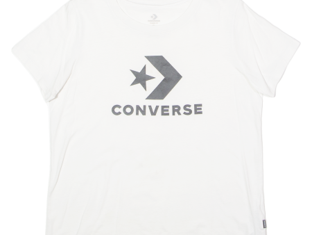 CONVERSE Mens T-Shirt White Crew Neck L Online now