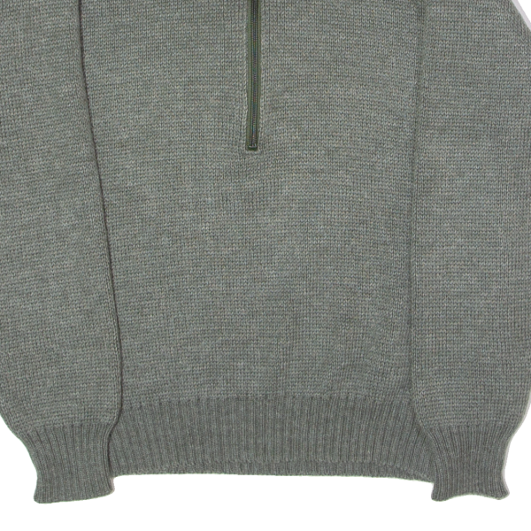 Military Mens Heavy Knit Jumper Grey 1 2 Zip Chunky Knit Wool XL Sale