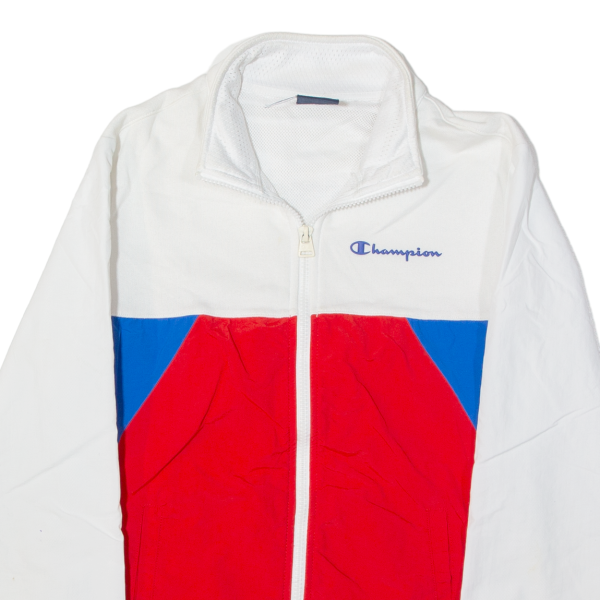 CHAMPION Mesh Lined Boys Track Jacket White Colourblock L Supply