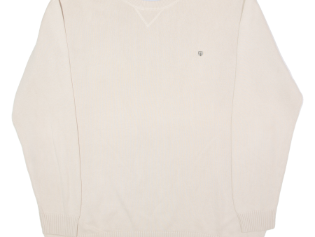 BASEFIELD Mens Jumper Cream Crew Neck Tight Knit 2XL Supply