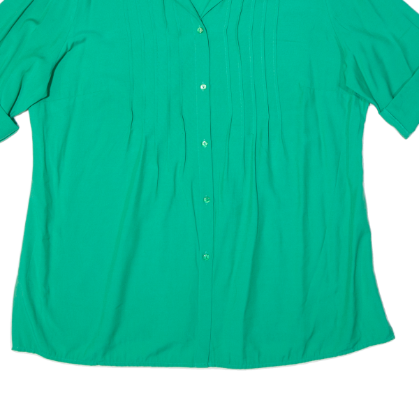 AMBRIA Turn Up Sleeve Womens Shirt Blouse Green Collared Viscose UK 18 For Sale