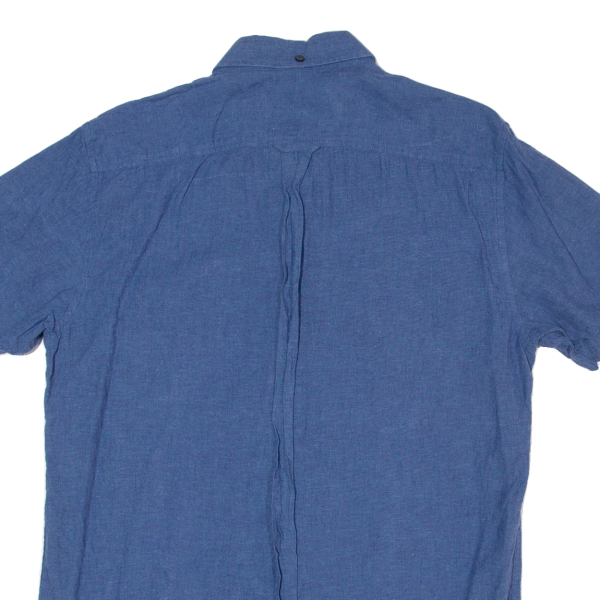 BEN SHERMAN Mens Plain Shirt Blue Linen S on Sale