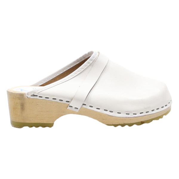 SWEDEN CLOG Clog Shoes White Leather Womens UK 4 Cheap