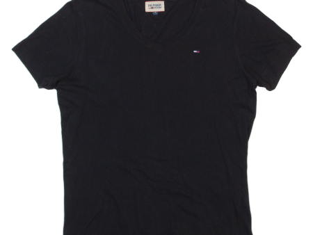 TOMMY HILFIGER Womens T-Shirt Black V-Neck S Online now