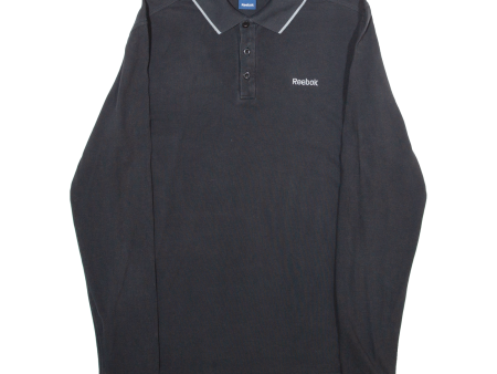 REEBOK Mens Polo Shirt Black Long Sleeve S Online Hot Sale