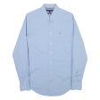 TOMMY HILFIGER Slim Fit Mens Plain Shirt Blue Long Sleeve S Fashion