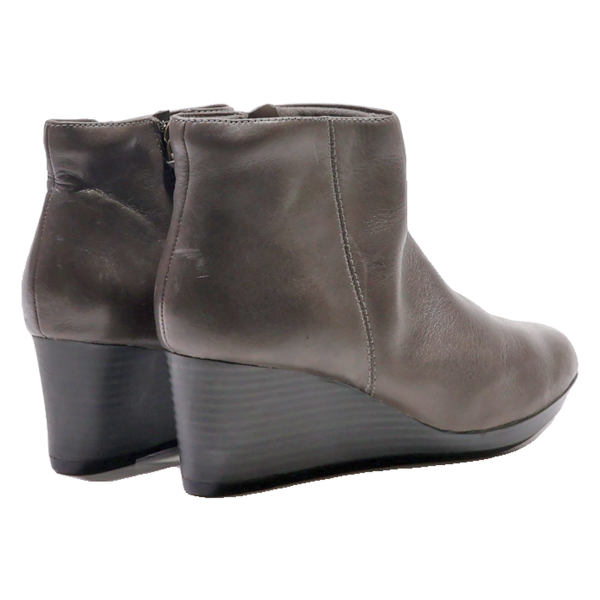 CLARKS Ankle Boots Grey Leather Womens UK 4 Sale