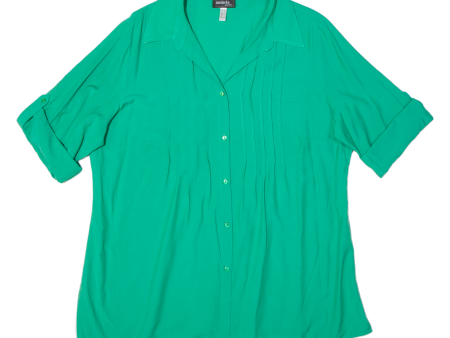 AMBRIA Turn Up Sleeve Womens Shirt Blouse Green Collared Viscose UK 18 For Sale