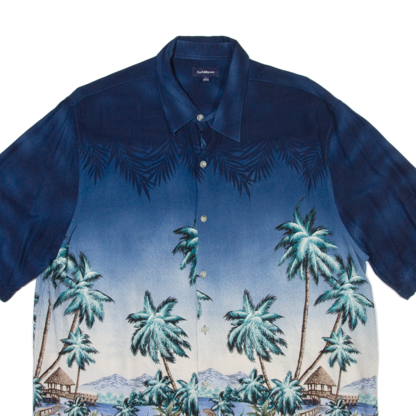 CROFT & BARROW Palm Trees Mens Hawaiian Shirt Blue L For Discount