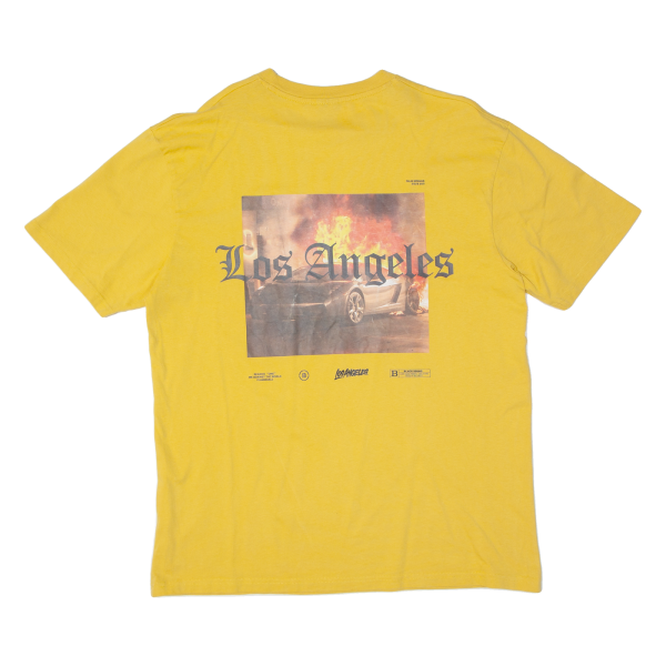 BLACK SQUAD Los Angeles Oversized Mens T-Shirt Yellow USA M Hot on Sale