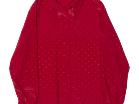 C&A Womens Blouse Red Collared Long Sleeve Spotted M Discount