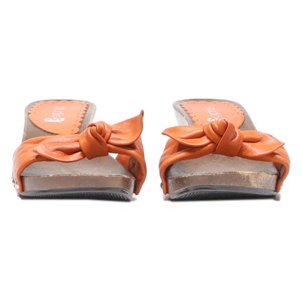 STUDIO Slider Sandals Orange Leather Womens UK 3 Fashion