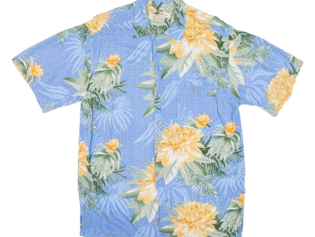 FOE MARLIN Mens Hawaiian Shirt Blue Floral M For Cheap