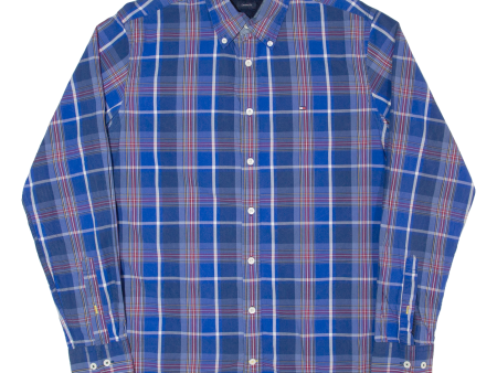 TOMMY HILFIGER Mens Shirt Blue Check Long Sleeve M Online Sale