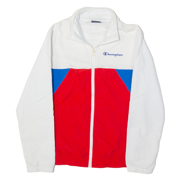 CHAMPION Mesh Lined Boys Track Jacket White Colourblock L Supply