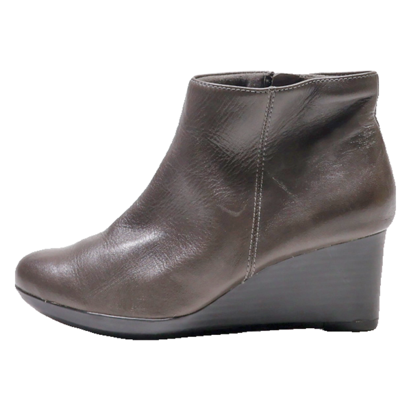 CLARKS Ankle Boots Grey Leather Womens UK 4 Sale