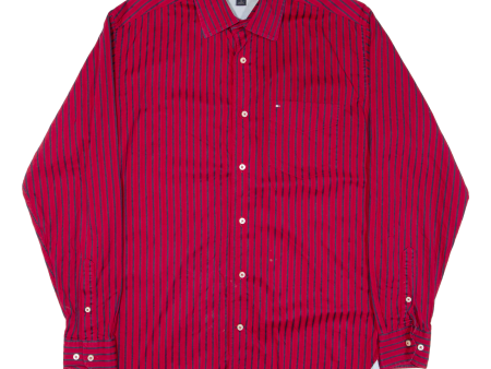 TOMMY HILFIGER Mens Shirt Red Striped Long Sleeve XS on Sale