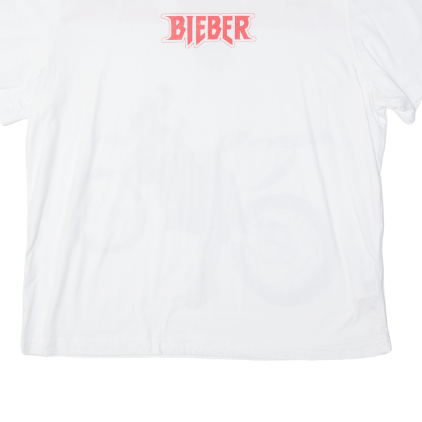 BIEBER Womens Band T-Shirt White USA XL For Sale