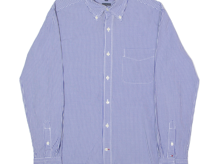 TOMMY HILFIGER Mens Shirt Blue Gingham Long Sleeve M on Sale