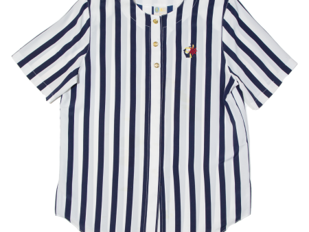 YOUR SIXTH SENSE Navy Style Womens Shirt Blouse White 90s Striped M Online Sale