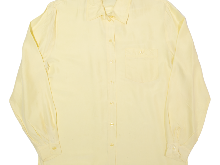 LINEAV Womens Blouse Shirt Yellow Collared Long Sleeve Silk S Online