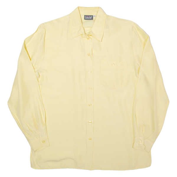 LINEAV Womens Blouse Shirt Yellow Collared Long Sleeve Silk S Online