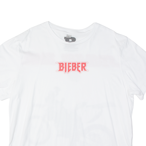 BIEBER Womens Band T-Shirt White USA XL For Sale