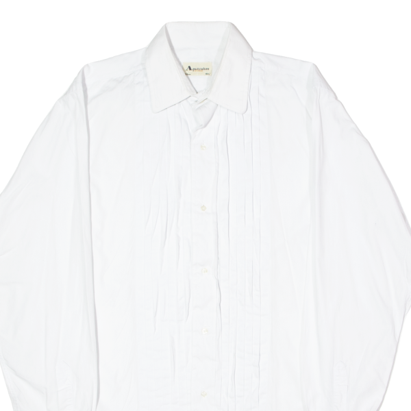 AQUASCUTUM Ruffled Mens Formal Shirt White Long Sleeve L Supply