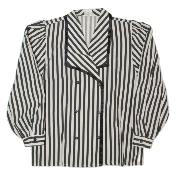 Womens Blazer Jacket Black Viscose 90s Striped M Fashion