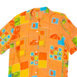 Womens Printed Shirt Orange Collared Viscose Geometric L Sale