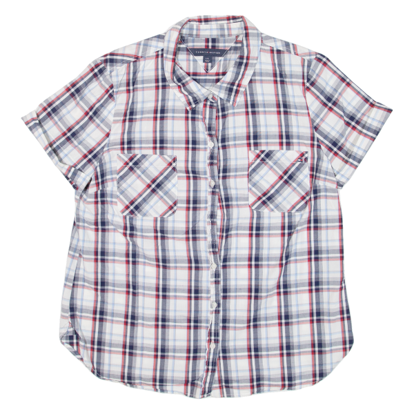 TOMMY HILFIGER Womens Shirt Blue Check L on Sale