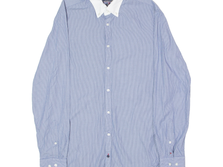 TOMMY HILFIGER Tailored Slim Fit Mens Formal Shirt Blue Pinstripe Long Sleeve M Online